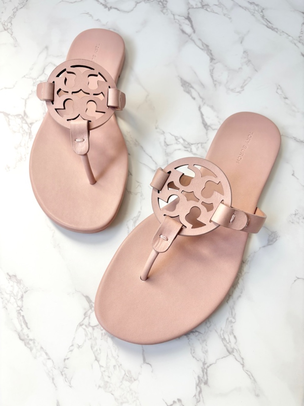 New Tory Burch Miller Soft Leather Sandal Light Sand Beige Women’s 8.5